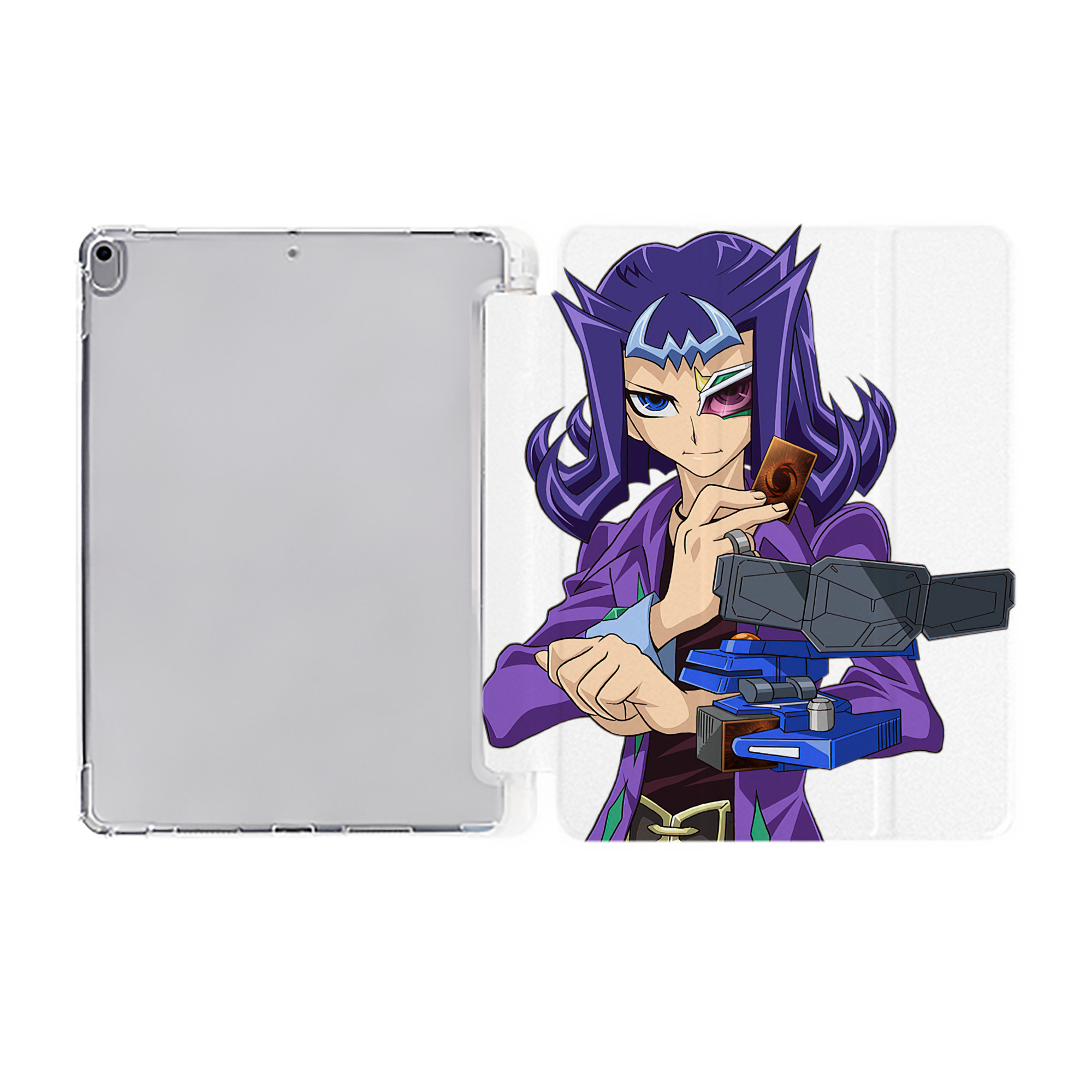 （画像用） 遊☆戯☆王 Yu-Gi-Oh! IPad ケース ペン収納付き 三つ折りスタンド PUレザー×シリコン 対応機種9.5/10.5/10.9インチ